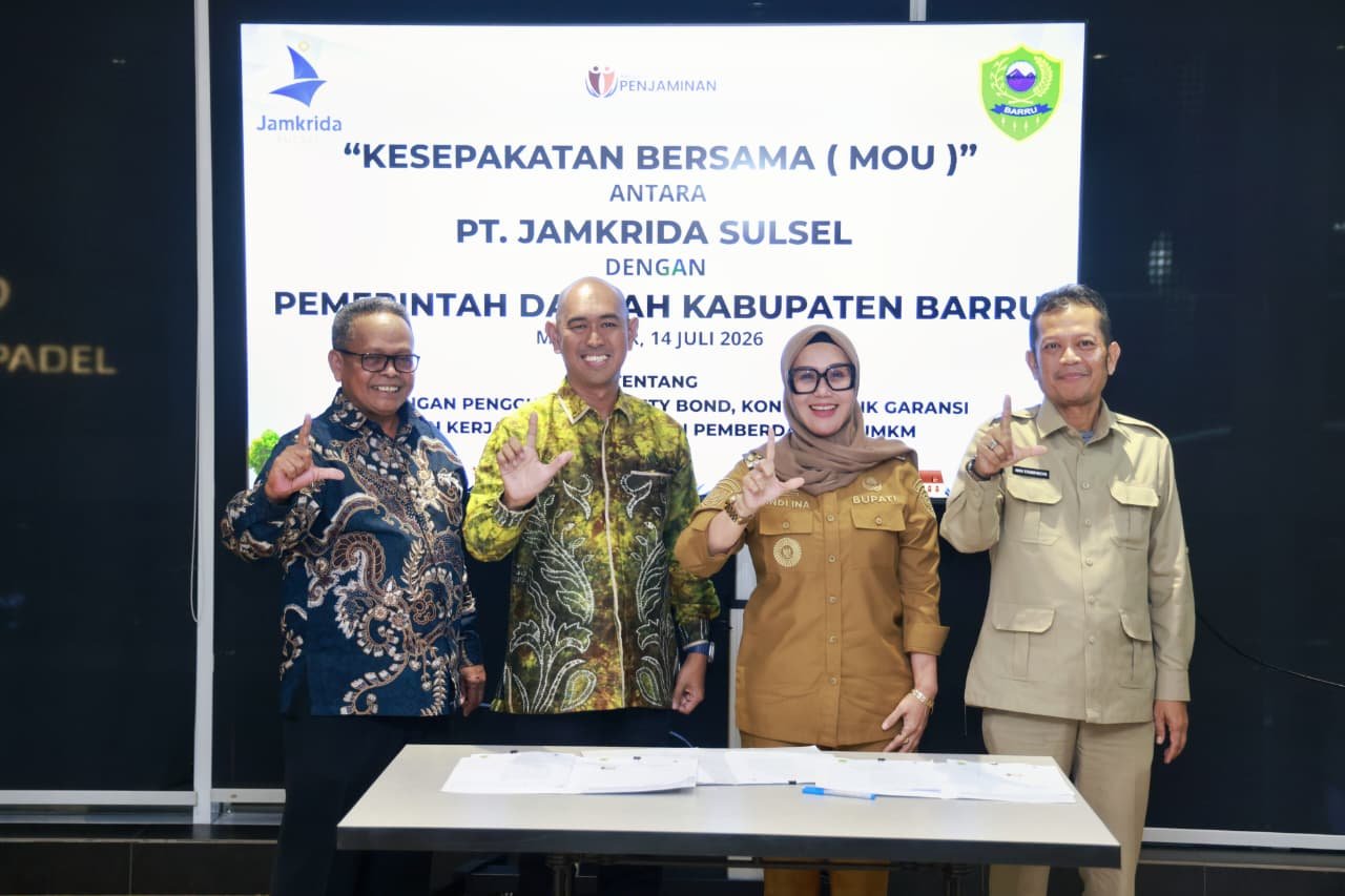 Pemerintah Kabupaten Barru resmi menjalin kerja sama dengan PT Jamkrida Sulawesi Selatan melalui penandatanganan Nota Kesepahaman (Memorandum of Understanding/MoU).